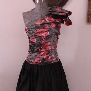 1980's does 1950's Robert Doyle Ruched Bodice Evening Gown with Crinoline